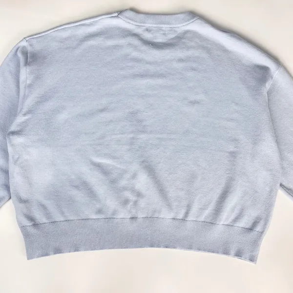 Orange Kiss‎ Sweater Teddy Bear Light Blue Knit Pullover Women Size Large Twee - Image 5