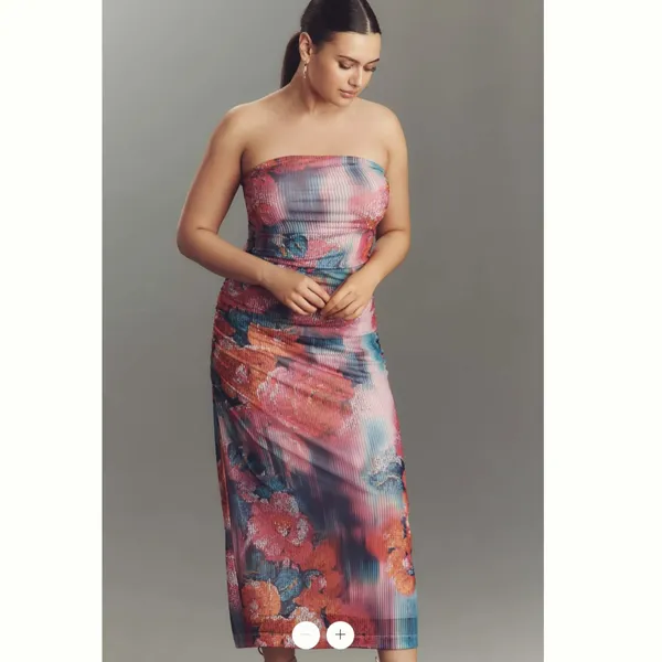 Anthropologie The Soleil Slim Strapless Ruched Mesh Dress - Image 5