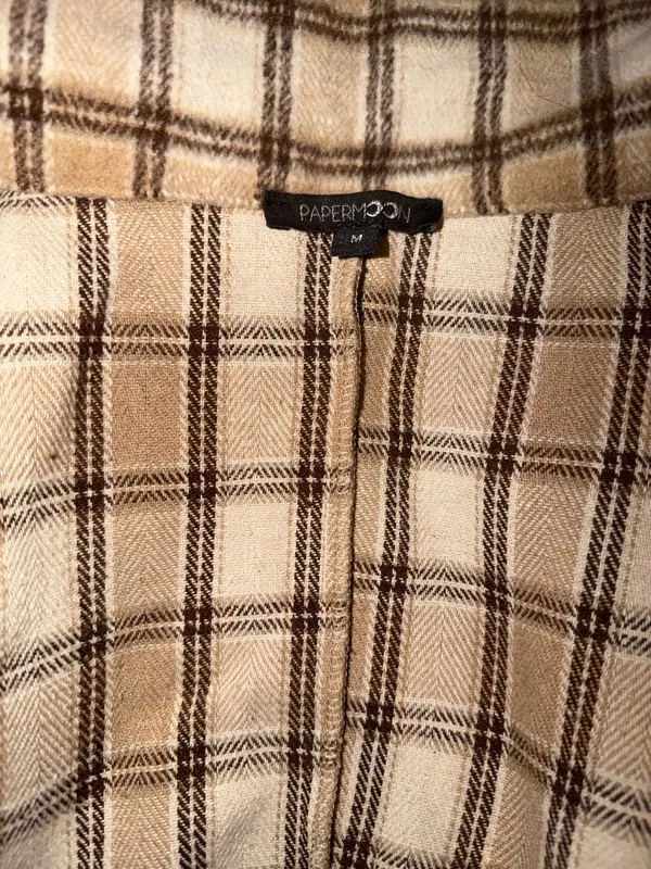 Papermoon Beige Plaid Tie-Waist Trench Coat - Image 5