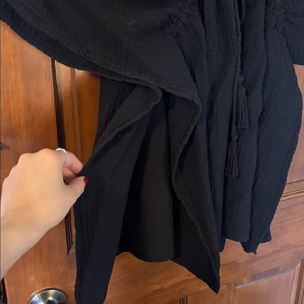 Aerie Black Gauze Tie Front Kaftan Cover Up Dress Size Medium - Image 5