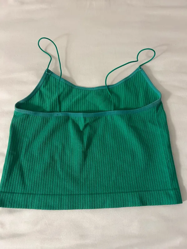 Green Seamless Ribbed Tank Top - Image 2