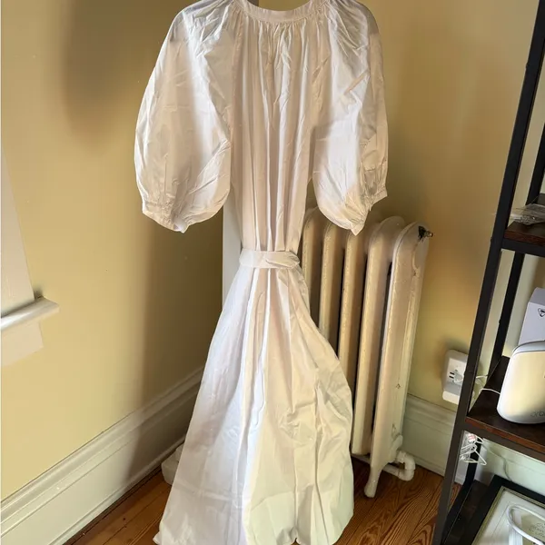 NWT Madewell Tie-Waist Button-Front Midi Dress in Poplin - Image 4