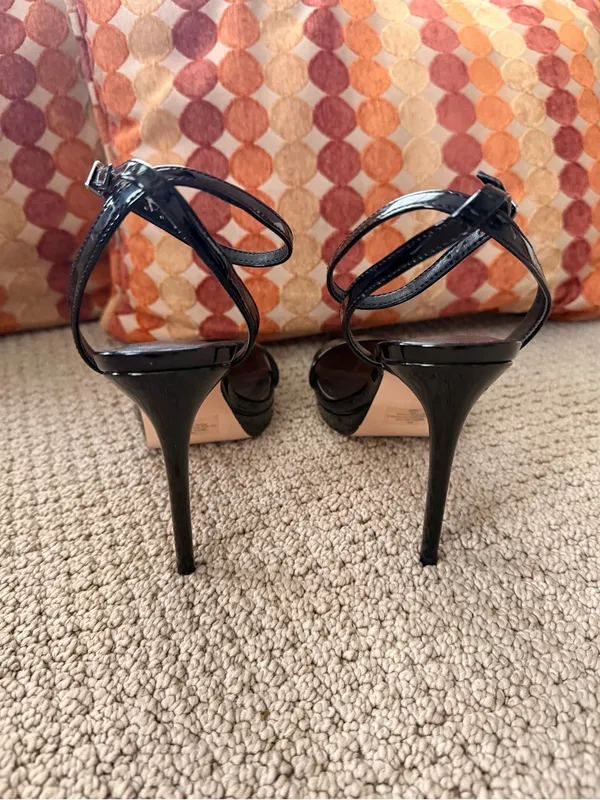 Nine West Zadie Black Patent Strappy Stiletto Sandals Size 8M - Image 5