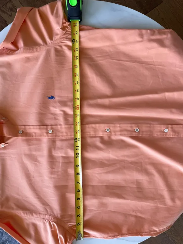 Polo Ralph Lauren Men Orange Pony Embroidery Button Down Shirt Large Length 34in - Image 7