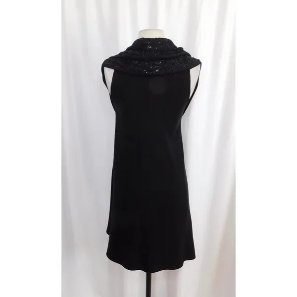 ALICE + OLIVIA Black Cascading Ruffled Knit Floral Lace Sweater Vest Cashmere XS - Image 6