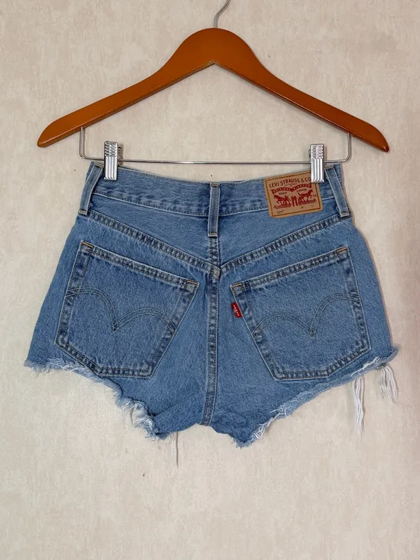 Levi’s Women’s 501 Original Fit High Rise Jean Short Distressed in Med Wash 24 - Image 3