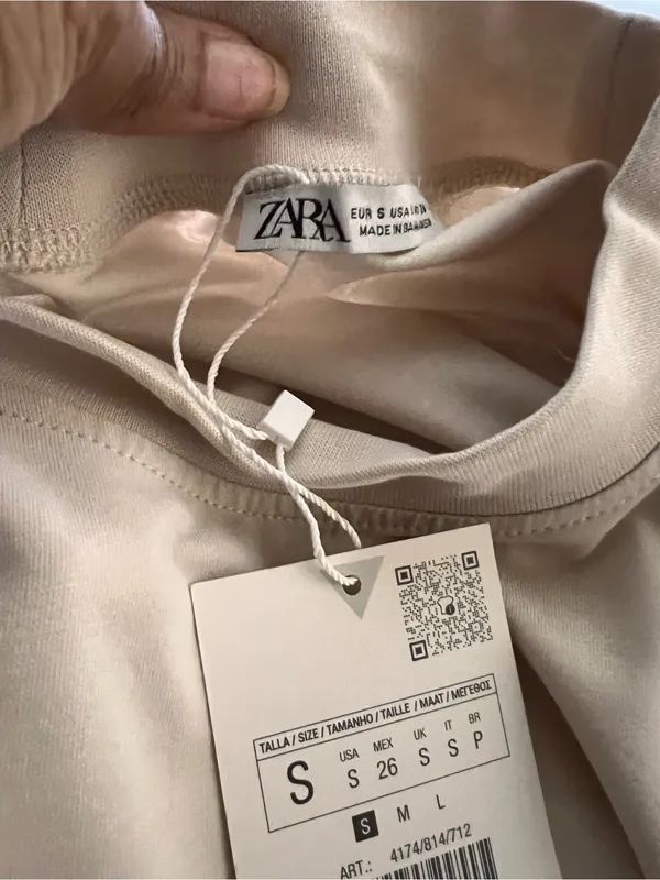 Zara High-Neck Crop Short Sleeve Tee - Cream White NWT - Image 5