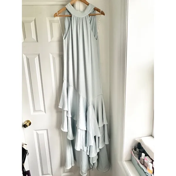 Elliatt Varella Halter Tiered Maxi Dress Light Blue Medium - Image 5
