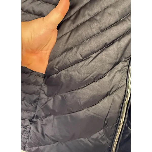 Lands‎ End Coat Womens 18 Black Puffer Hooded Fur Trim Insulated Mid Length - Image 6