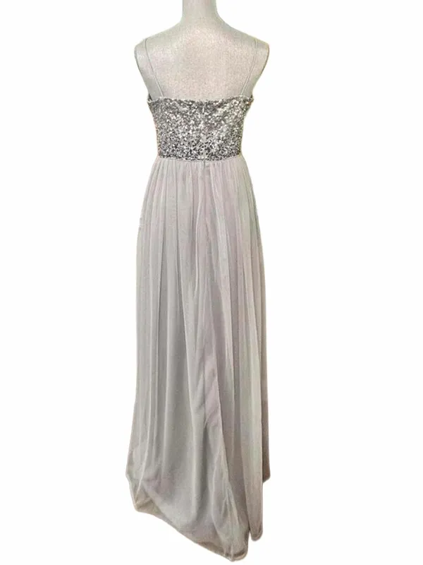 Adrianna Papell Sequined Tulle Gown Silver Grey Size 8 medium - Image 2