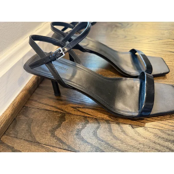 Nordstrom Black Square Toe Leather Kitren Heel Sandal Sz 10 NEW - Image 10