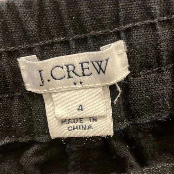 J. Crew Midrise Drawstring Linen Blend Black Rolled Hem Pants Size 4 #718 - Image 5