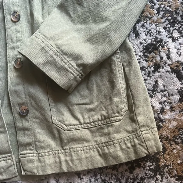 &Denim Army Green Denim Utility Jacket - Image 4