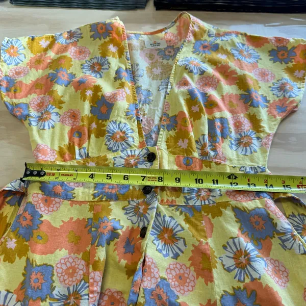 Marine Layer Camila Dress V-Neck A-Line Mini Yellow Vintage Floral Print Small‎ - Image 11