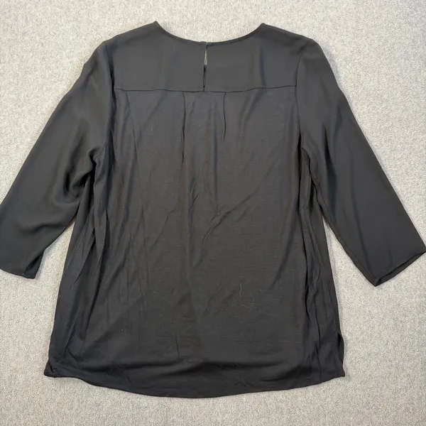 Ann Taylor Women's Small Black Pleated Front 3/4 Sleeve Blouse Top - Image 8