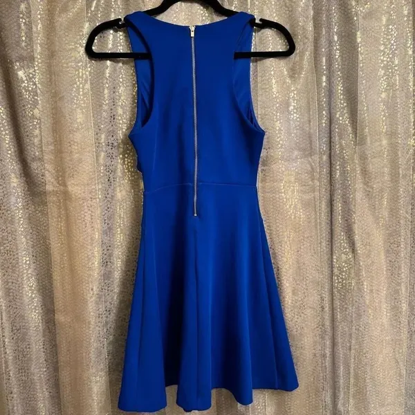Express Royal Blue Zip Back Side Cutout Cocktail‎ Party Mini Dress Small - Image 2