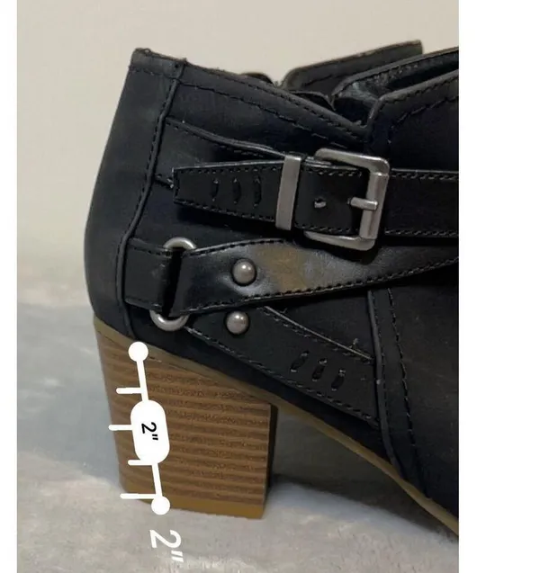 Women’s Zip Up Cowboy Faux Leather Black Heeled Ankle Bootie 8 - Image 7
