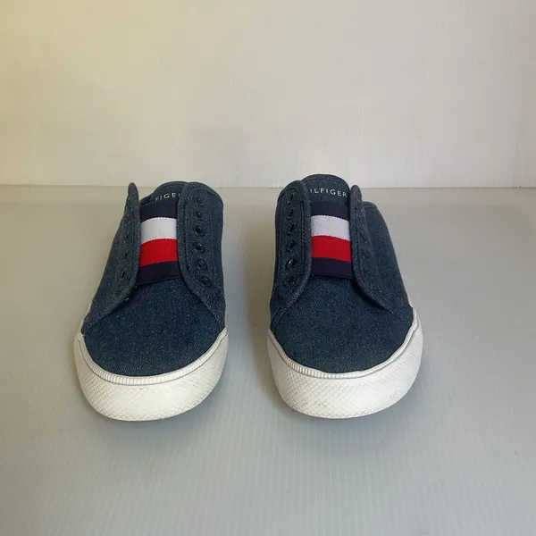 Tommy Hilfiger Women’s Denim Slip On Mule Sneakers Size 5.5 Blue Flag Logo - Image 2