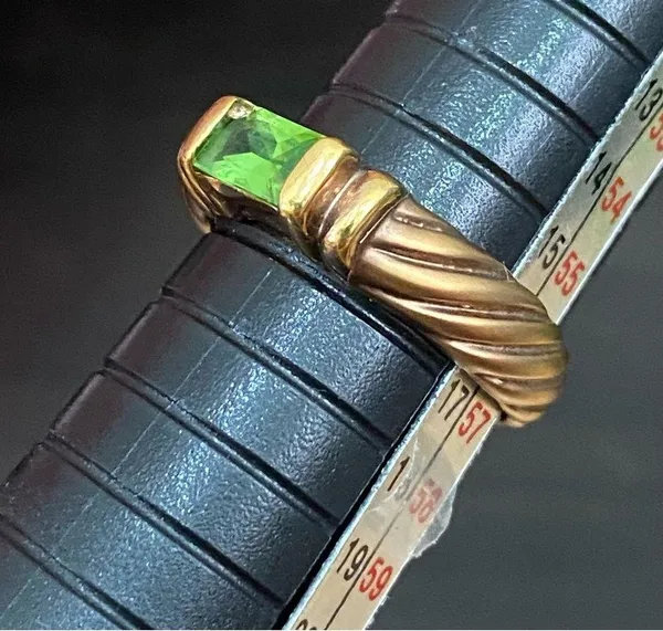 Vintage Emerald Green Birthstone Cubic Zirconia CZ Rope Gold-plated Ring Size 8 - Image 10