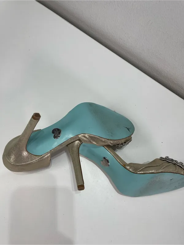 Vtg Y2K Betsey Johnson Rhinestone Glam Coquette Gown Leather Heels Women 8.5M - Image 8