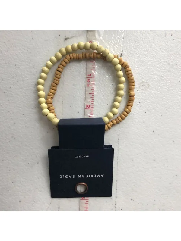 American Eagle Bracelet Set Stretch Neutral Wooden Beads - Image 2