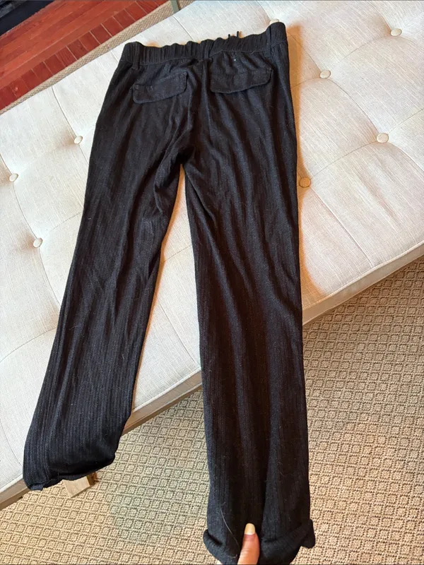 Democracy Grey Ribbed Knit Trouser Sweats High Rise Size Small - Image 7