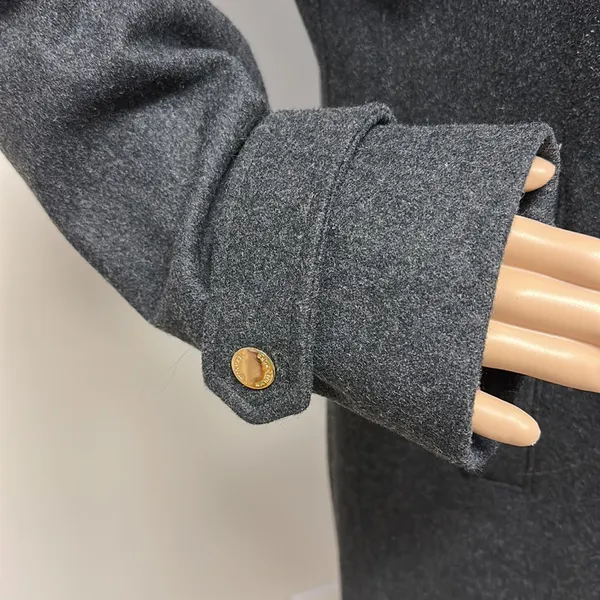 Michael Kors Dark Gray Wool Coat with Gold Hardware size M - Image 6