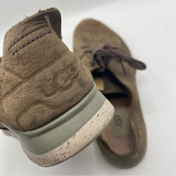 UGG Tye Leather Lace Up Sneakers Brown Nubuck Sz 9.5 - Image 6