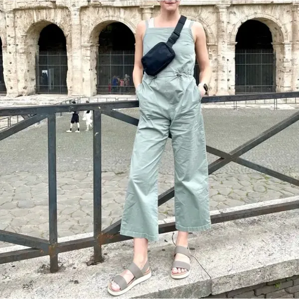 Pistola Olive Green Overall Jumpsuit SMALL Cotton Relaxed Vacation Designer $148 - Image 5