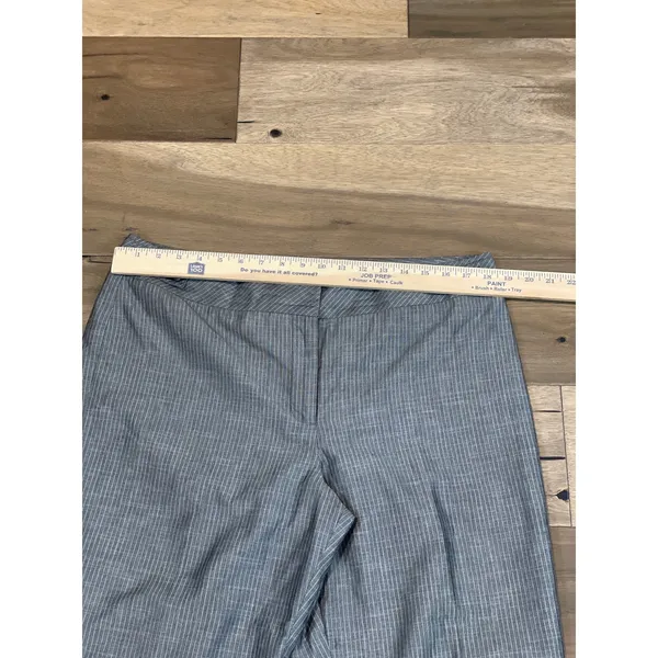 Loft Pants Size 14 Ann Crop Wide Leg Gray White Pinstripe High Rise Cotton - Image 4