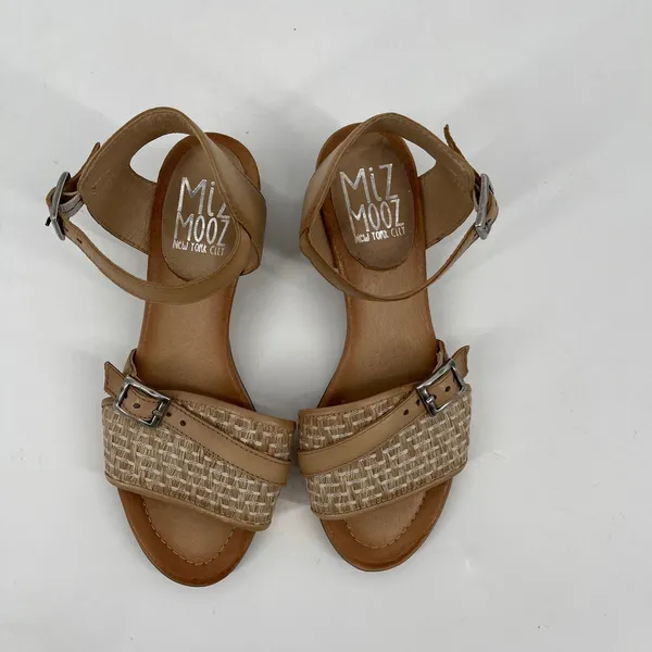 Miz Mooz Leather and Raffia‎ Heeled Sandals Chaise Sand Size EU 39 US 8.5 - Image 3