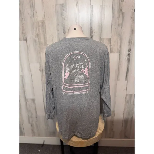 PINK Victoria’s Secret Long Sleeve Tee XXL Gray Graphic Logo Shirt - Image 6