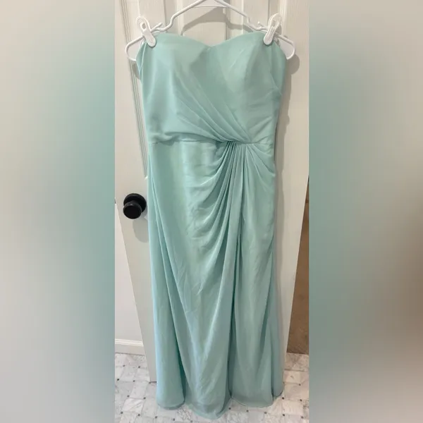 Bill Levkoff Strapless Mint Green Dress - Image 2