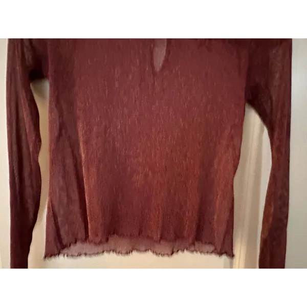 Shein Burgundy Sheer Ruffle Edge Long Sleeve Sparkly Layer - Image 7