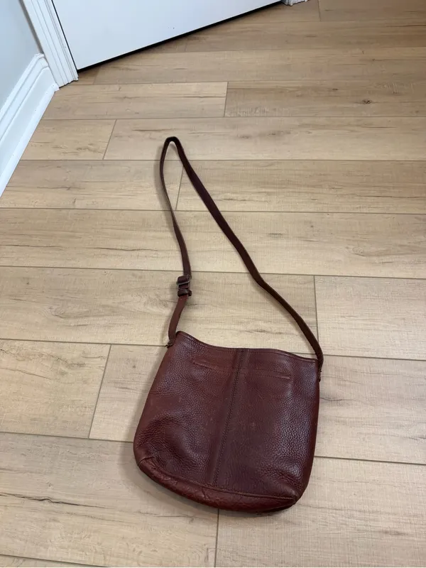 Duluth Trading Co Brown Leather Crossbody Bag Distressed Shoulder Purse Boho - Image 5
