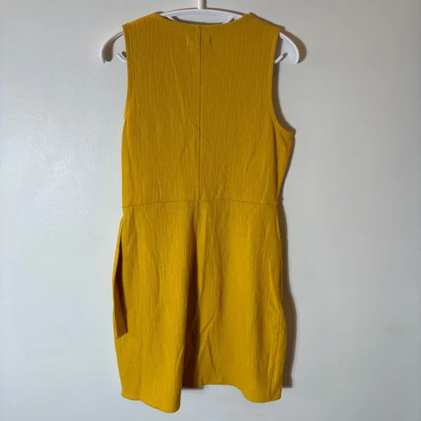 Madewell Crosshatch Side-Tie Mini Dress‎ in Mustard Yellow Size o - Image 8