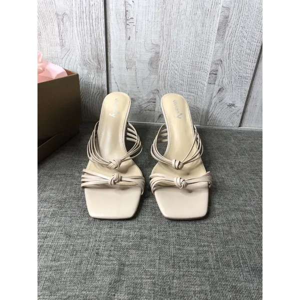 Womens Vivianly Nude Beige Strappy Shoes Open Toe Stiletto Heels Sandals Size 9 - Image 5