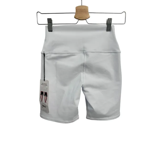 Alo Yoga 7" High-Waist Biker Short White Major Moves XS NWT Authentic - Image 8
