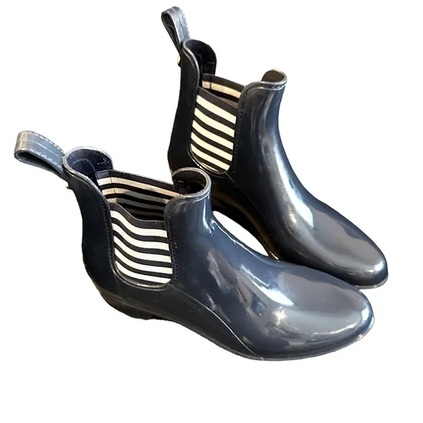 London Fog Piccadilly Blue White Ankle Waterproof Rain Booties 10 - Image 2