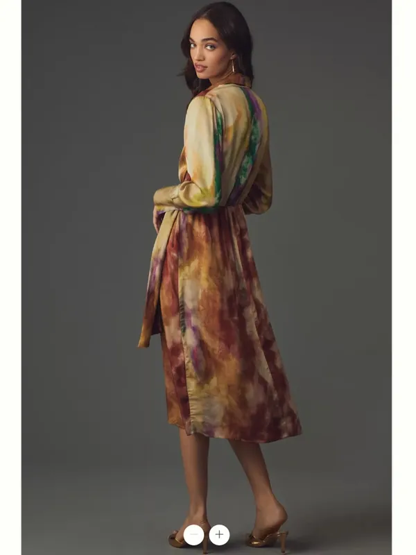 By Anthropologie Long-Sleeve Tie-Front Midi Shirt Dress - Image 2