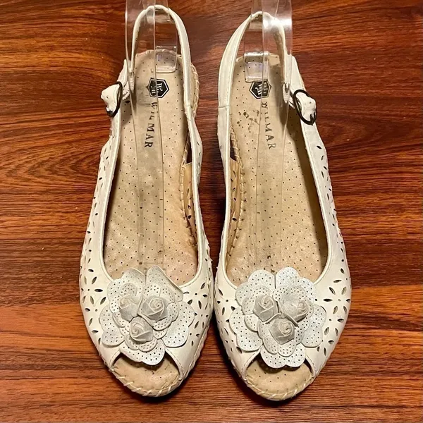 Vintage Wilmar Leather Floral Wedges Size 38 - Image 5