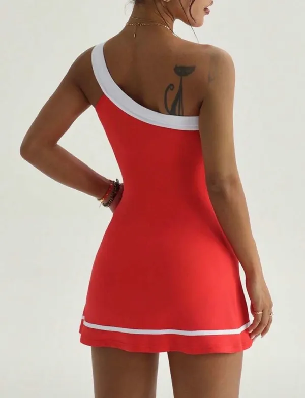NWOT One-Shoulder Red Tennis Dress with White Accent - Image 2