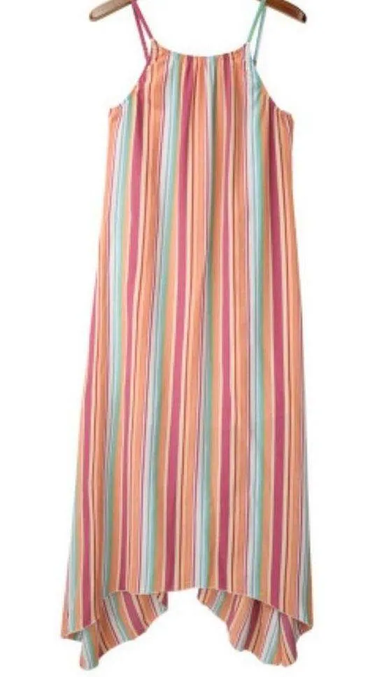 The Lace Daisy NEW Colorful Striped Spaghetti Strap Handkerchief Hem Maxi Dress Size Large - Image 7