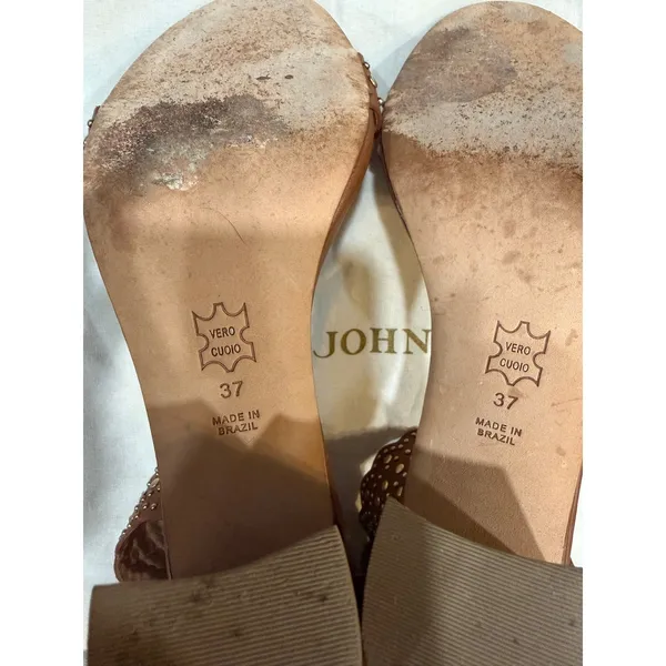 Ulla Johnson Studded Leather Block Heel Sandals Brown EU 37 US 7 Tassel Zip - Image 16