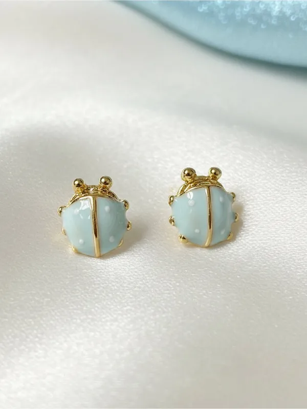 Blue Ladybug Stud Earrings - Image 4