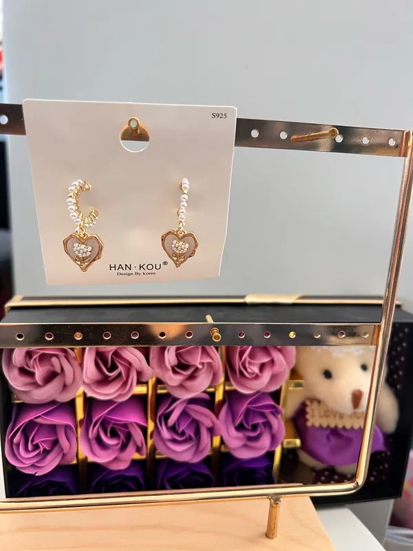 Gold Plated Pearl Flower Earrings - Image 5