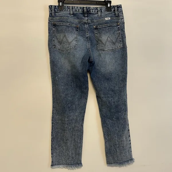 Wrangler Distressed Acid Wash Raw Hem Blue Jeans Pants Women's 30 Cotton Blend‎ - Image 2