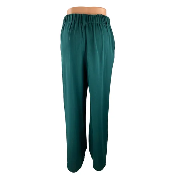 Halara Womens Green High Waisted Pleated Palazzo Wide Leg Trousers Dress Pants S - Image 4