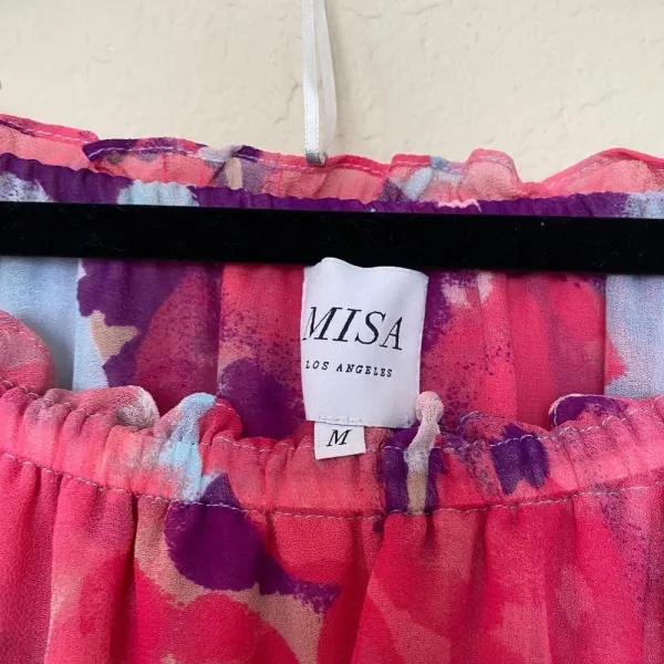 MISA Los Angeles Isella‎ Ruffled Floral Mini Dress pink blue size M - Image 9
