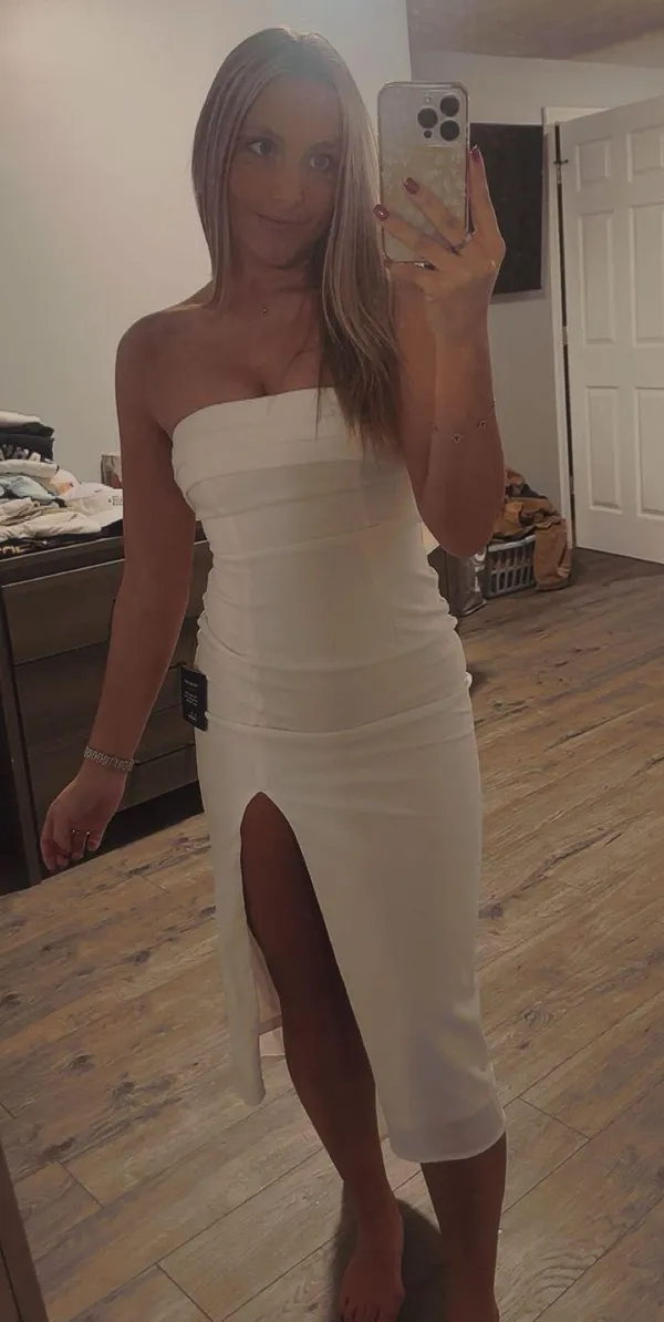 Lulus White Strapless Bow Midi Dress - Image 6